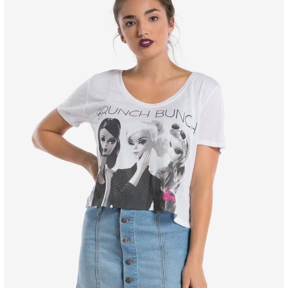Recycled Karma Barbie Brunch Bunch Cropped T Shirt sz M